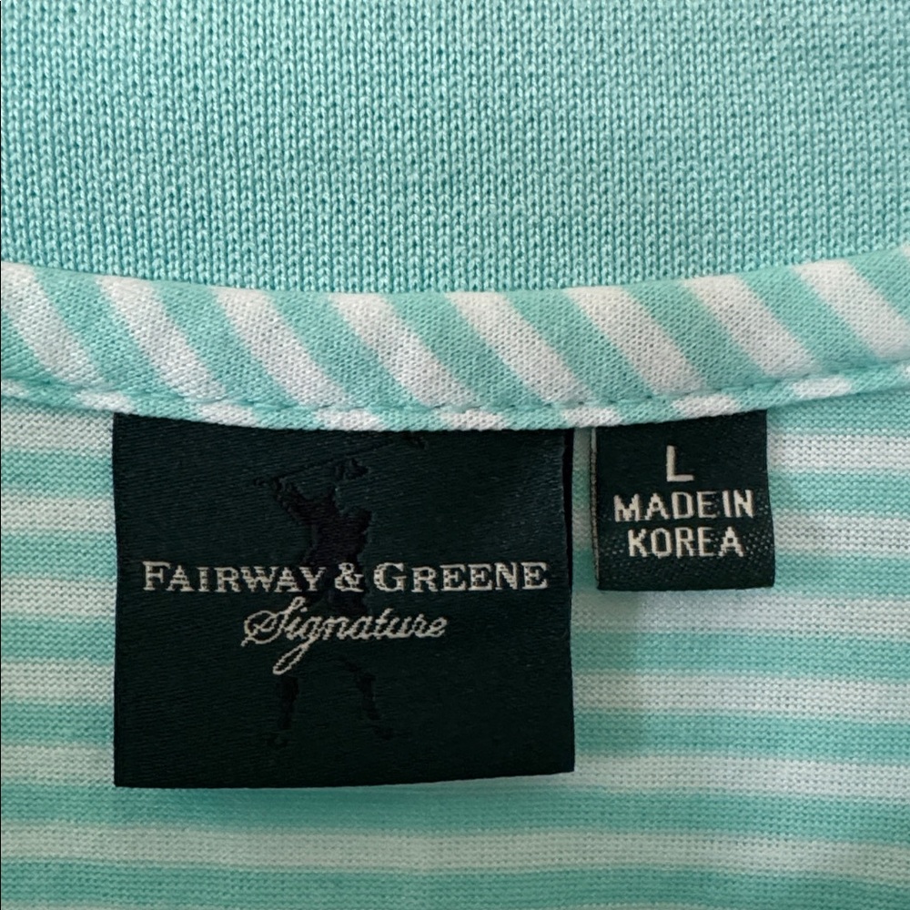 Fairway & Greene Light Blue/Green Striped Polo - Picture 3 of 6